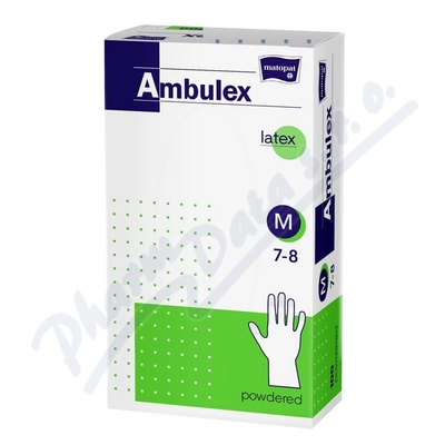 Ambulex rukavice latex.jemně pudr.M 100k