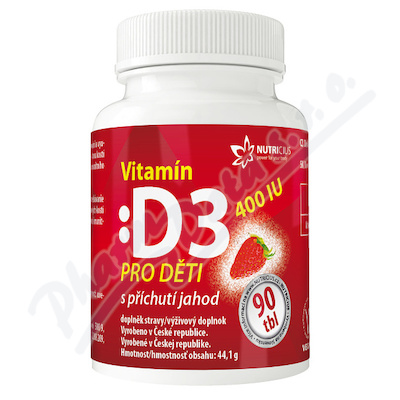 Vitamin D3 400IU pro děti-jahoda tbl.90