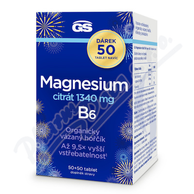 GS Magnesium cit.1340mg+B6 tbl.50+50dáre