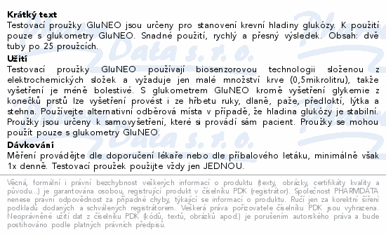 Proužky diagnostické Gluneo 50ks (2x25ks)