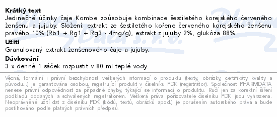 KOMBE Ženšenový čaj s jujubou sáčky 20x3g