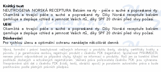 Neutrogena NR balzám na rty SPF20 4.8g