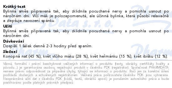 LEROS Radostné usínání konopí&vlčí mák 20x1g