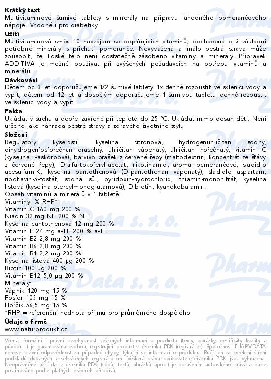 Additiva multivit.+mineral pomeranč šum.tbl.20