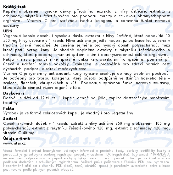 Vitar Hlíva ústřičná+echinacea+rakytník EKO cps.60