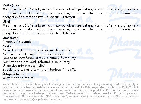 MedPharma B6 B12+kyselina listová cps.107