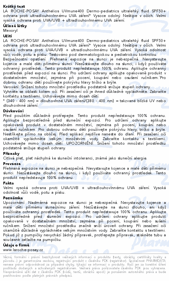 LA ROCHE-POSAY ANTHELIOS Fluid děti SPF50+50ml