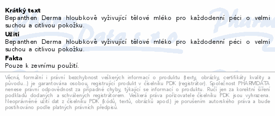 Bepanthen Derma hloubkově vyživ.tělové mléko 200ml