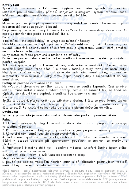Nasaline Systém na výpl.nosu Junior 2-12 let 10ks
