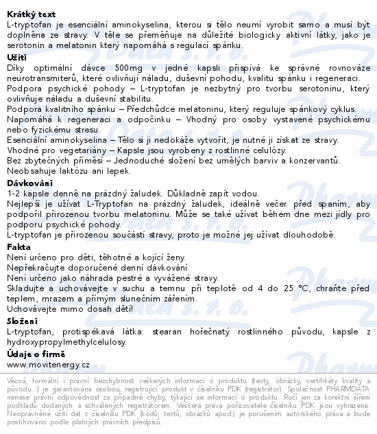 MOVit L-Tryptofan 500mg cps.90