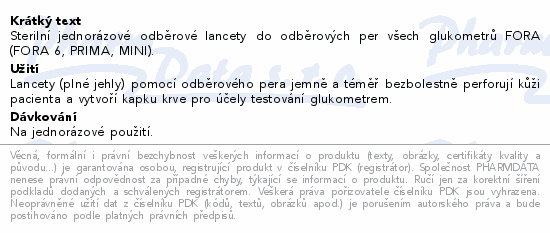 FORA Lancety ke glukometru TD-5084 50ks