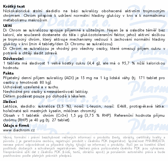 Di Chrom se sukralózou stolní sladidlo tbl.600