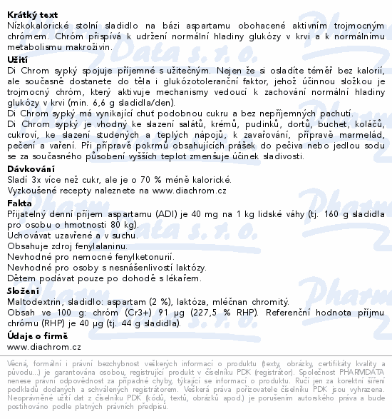 Di Chrom sypký stolní sladidlo 200g