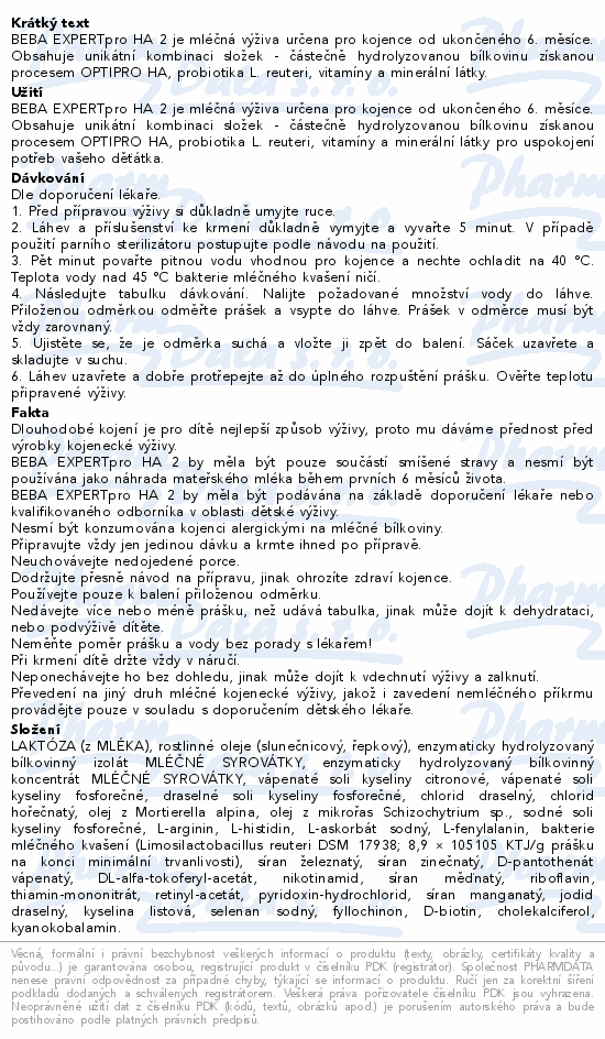 BEBA EXPERTpro HA 2 pokračovací kojen.mléko 600g