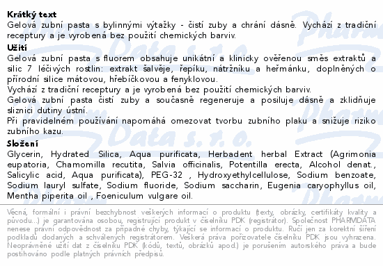 HERBADENT ORIGINAL Bylinná zubní pasta 75g