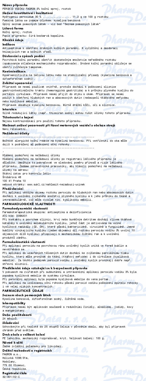 Peroxid vodíku Fagron 3% drm.spr.sol.100g